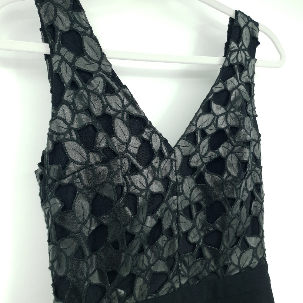 Sam Edelman Women Size 2 Shorts Romper Black Faux Leather Floral Lace Club Rave - Picture 3 of 7